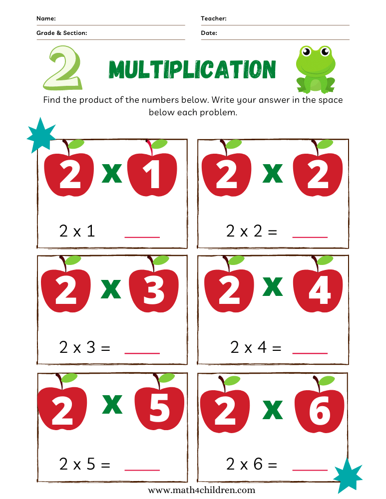 2 times table worksheet pdf